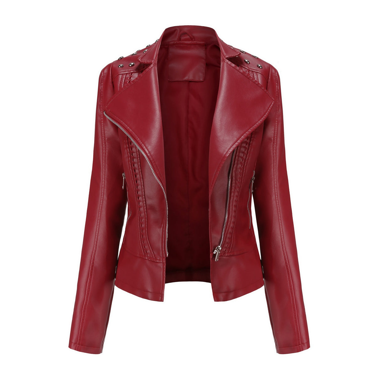Red leather jacket on a white background