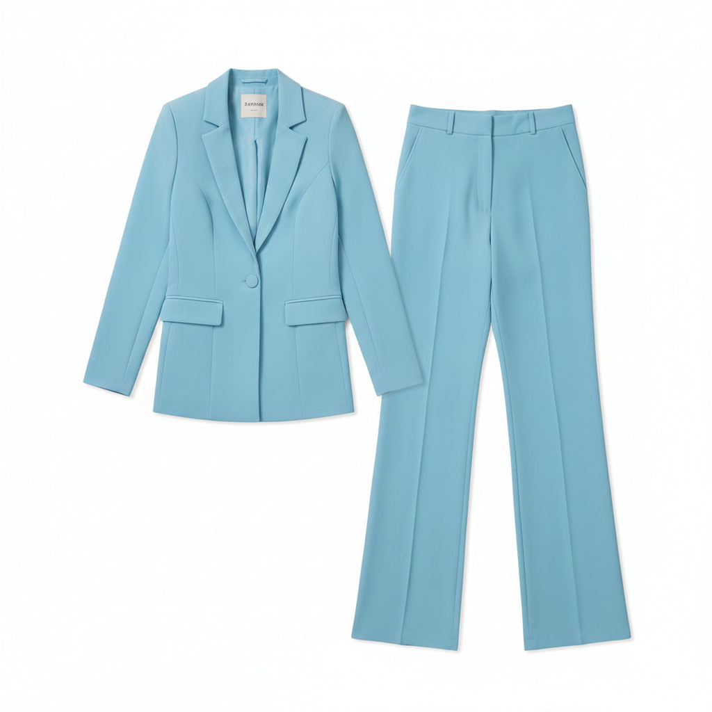 Light blue suit with a white background