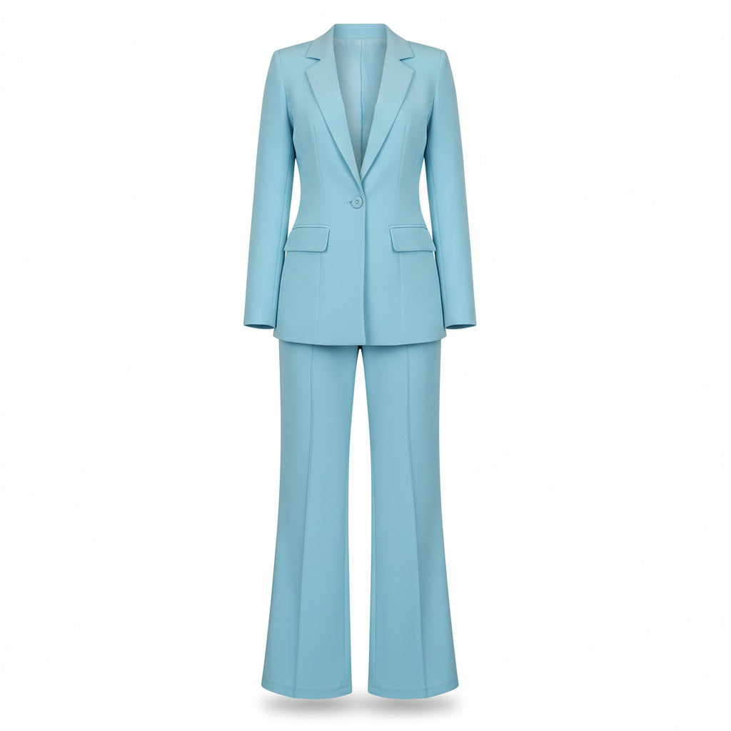 Light blue suit with a white background